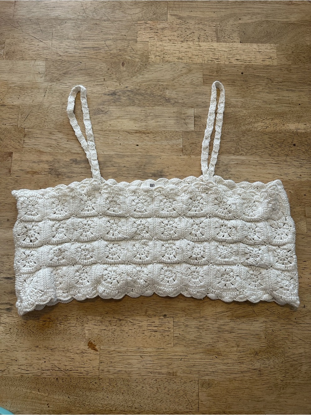 bp Crochet Lace Knit Bandeau Halter Tank Top - Ivory